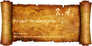 Kropf Armandina névjegykártya